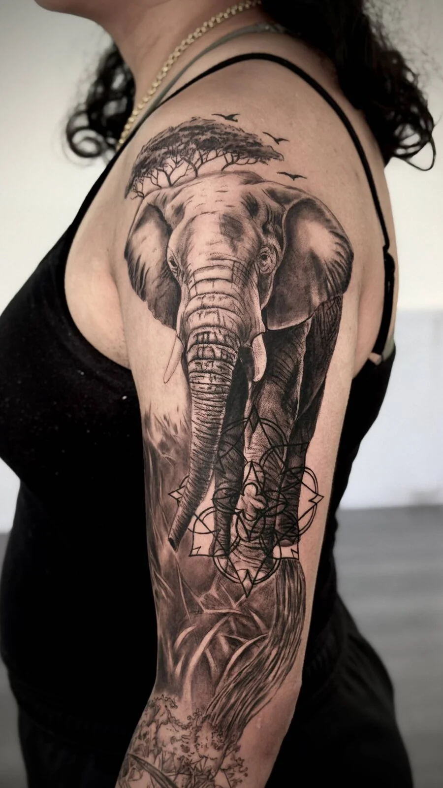Realism tattoo of a classical statue